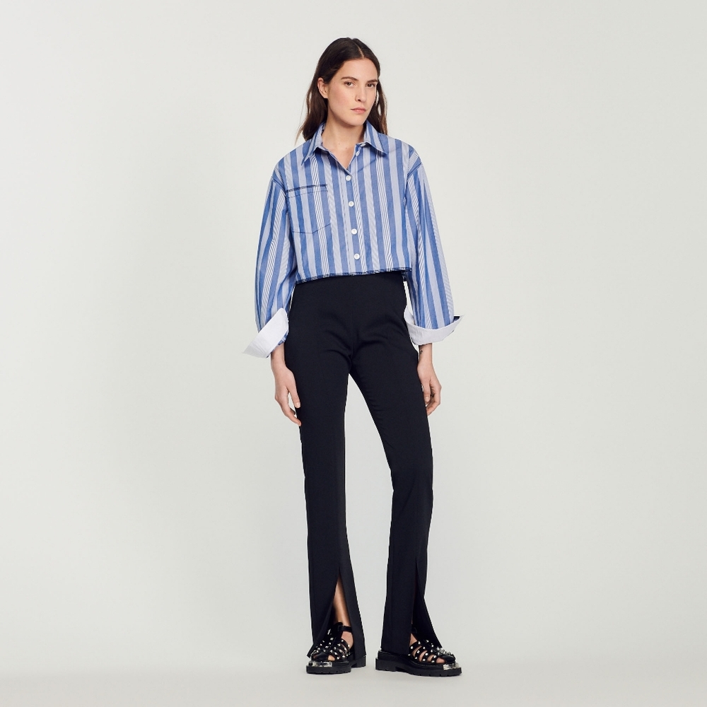NWOT SANDRO HAVRE HIGH WAIST SPLIT HEM FLARE PANTS - Picture 3 of 12
